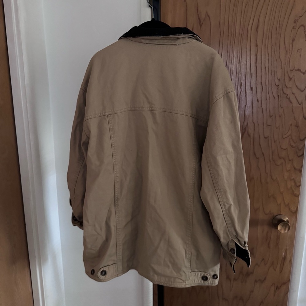 Hunt Club Tan Jacket with dark collar and Plaid Lining men medium - Picture 7 of 8